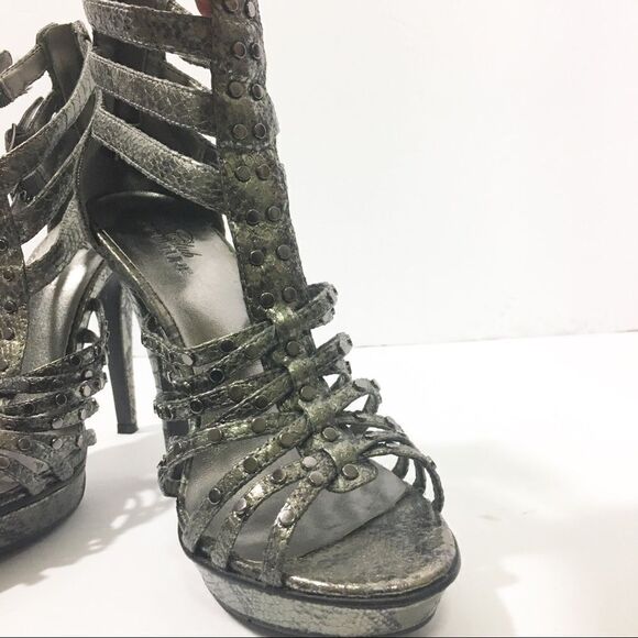 Statement Silver Studded Platform Shoes - Picture 3 of 8